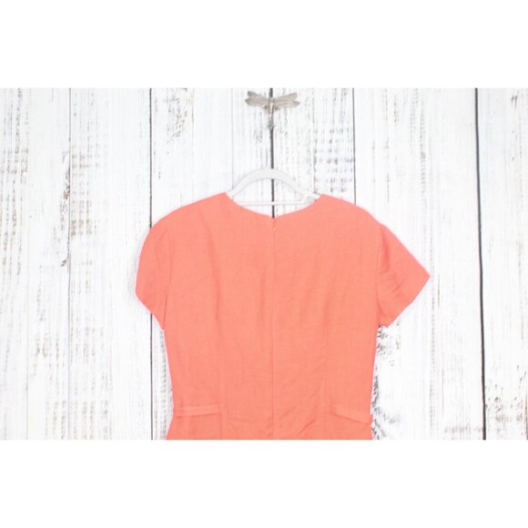 Geary Roark Orange Linen Rayon Sheath Dress Career Size 10 - Picture 7 of 12